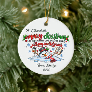 Lustiges Arbeitskollegen-Weihnachtsbaumanhänger-Ge Keramik Ornament