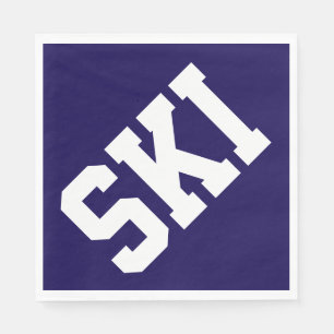 Lustiges athletisches diagonales SKI weißer Text a Serviette