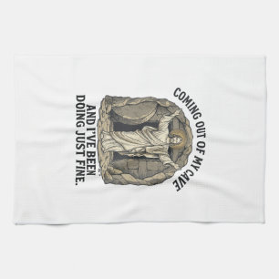 Lustiges Auferstehungshöhle Vintage-Stich-Shirt De Geschirrtuch