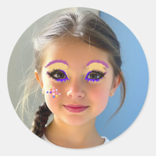 Lustiges Augen-Make-up Klassischer Rund Sticker