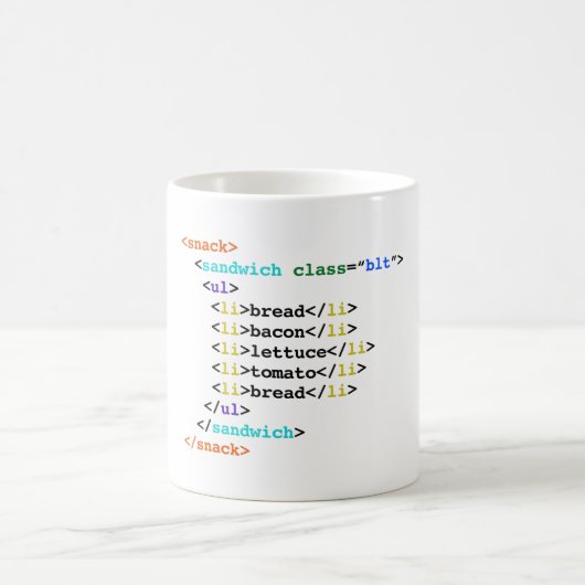 Lustiges Aussenseiter-Sandwich BLT HTML Kaffeetasse (Mittel)