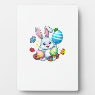 Lustiges Autismus-Bewusstsein-Puzzle-Osterhase-Eie Fotoplatte