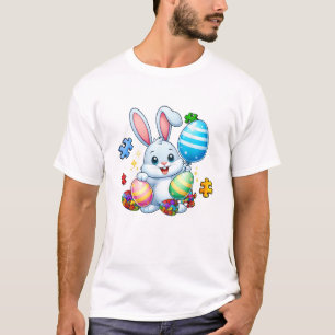 Lustiges Autismus-Bewusstsein-Puzzle-Osterhase-Eie T-Shirt