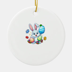 Lustiges Autismus-Bewusstseins-Puzzle-Osterhase-Ei Keramik Ornament