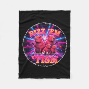 Lustiges Autismus Rizz Em mit dem Tism Capybara Me Fleecedecke
