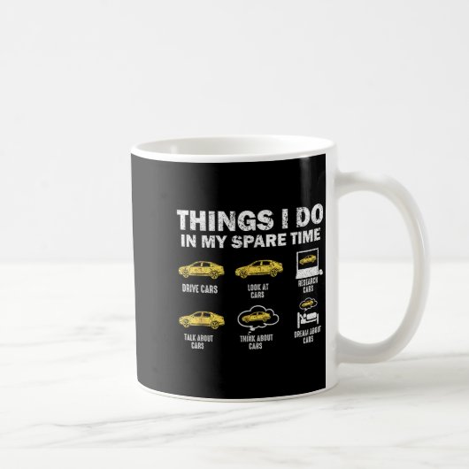Lustiges Auto 6 Dinge, die ich in meiner Freizeit  Kaffeetasse (Rechts)