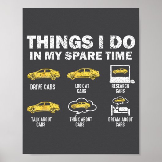 Lustiges Auto 6 Dinge, die ich in meiner Freizeit Poster (Vorne)