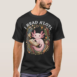 Lustiges Axolotl-Buchliebhaber-Bibliothekar-Lesend T-Shirt