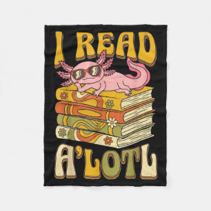Lustiges Axolotl-Buchliebhaber-Bibliothekar liest Fleecedecke