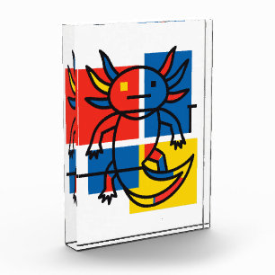 Lustiges Axolotl Piet Mondrian Abstract Art Muster Fotoblock