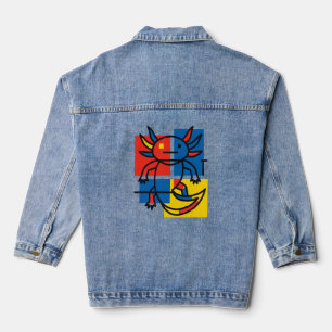 Lustiges Axolotl Piet Mondrian Abstract Art Muster Jeansjacke