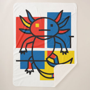 Lustiges Axolotl Piet Mondrian abstraktes Kunstmus Sherpadecke