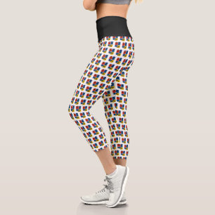 Lustiges Axolotl-Piet-Mondrian-Abstraktkunst-Muste Capri Leggings
