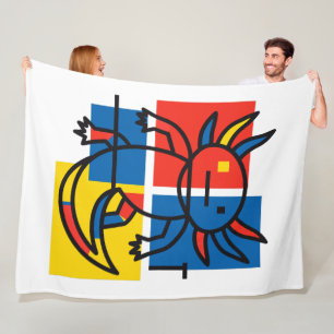 Lustiges Axolotl-Piet-Mondrian-Abstraktkunst-Muste Fleecedecke