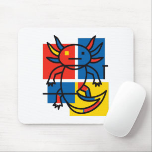 Lustiges Axolotl-Piet-Mondrian-Abstraktkunst-Muste Mousepad