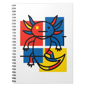 Lustiges Axolotl-Piet-Mondrian-Abstraktkunst-Muste Notizblock