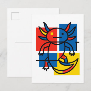 Lustiges Axolotl-Piet-Mondrian-Abstraktkunst-Muste Postkarte