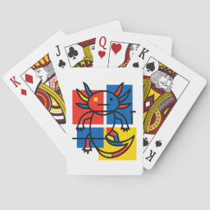 Lustiges Axolotl-Piet-Mondrian-Abstraktkunst-Muste Spielkarten