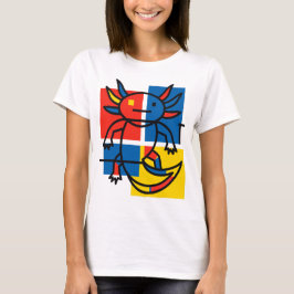 Lustiges Axolotl-Piet-Mondrian-Abstraktkunst-Muste T-Shirt