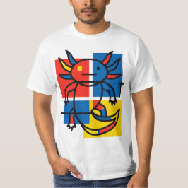 Lustiges Axolotl-Piet-Mondrian-Abstraktkunst-Muste T-Shirt