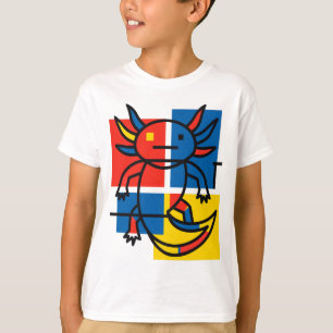 Lustiges Axolotl-Piet-Mondrian-Abstraktkunst-Muste T-Shirt