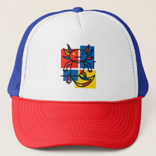 Lustiges Axolotl-Piet-Mondrian-Abstraktkunst-Muste Truckerkappe