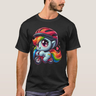 Lustiges Baby Pferd Fahrrad fahren Mädchen Jungen T-Shirt