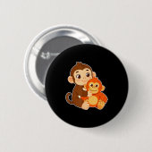 Lustiges Babyäffchen mit Stofftier Grafik Button (Vorne & Hinten)