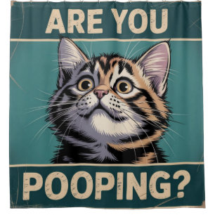 Lustiges Badezimmer - Kackst du? Humorvolle Katze Duschvorhang