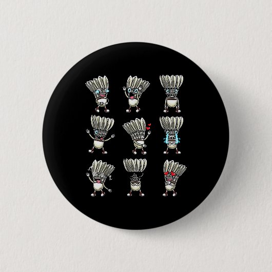 Lustiges Badminton-Shuttle-Spieler-Design Männer F Button (Vorderseite)