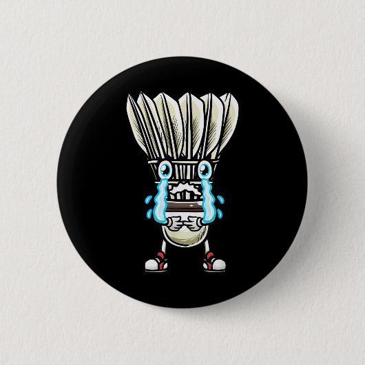 Lustiges Badminton-Shuttle-Spieler-Design Männer F Button (Vorderseite)
