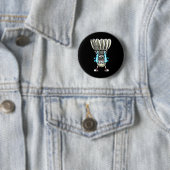 Lustiges Badminton-Shuttle-Spieler-Design Männer F Button (Beispiel)