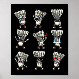 Lustiges Badminton-Shuttle-Spieler-Design Männer F Poster