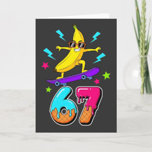 Lustiges Bananen-Skateboard 67 Kinder 67 Schultage Karte