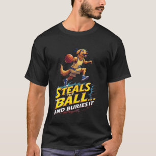 Lustiges Basketball-Geschenk für Golden Retriever- T-Shirt