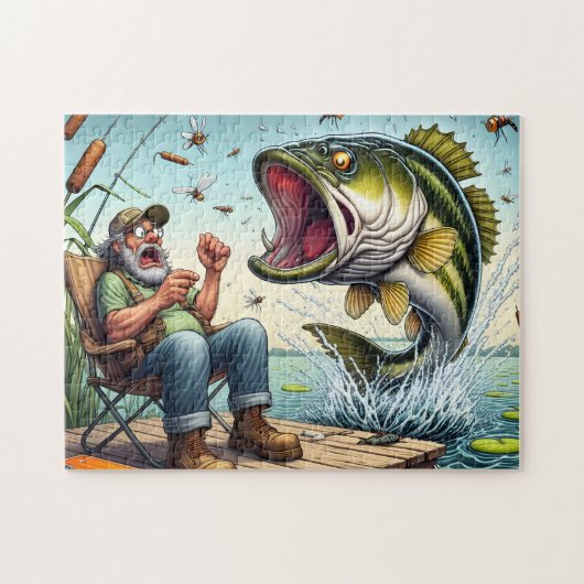 Lustiges Bass-Angeln Puzzle (Horizontal)