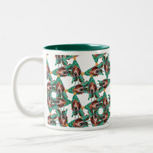 Lustiges Basset Hound Weihnachtsmuster Zweifarbige Tasse