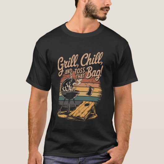 Lustiges BBQ Bier Cornhole T-Shirt (Vorderseite)