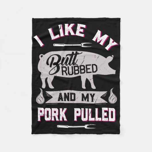 Lustiges Bbq-Grill-Zitat Schwein Pulled Pork Fleecedecke (Vorderseite)