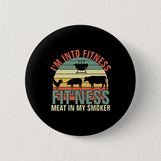 Lustiges Bbq Ich bin in Form Fit'ness Fleisch in m Button (Vorderseite)