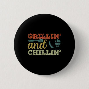 Lustiges BBQ-Shirt für Männer Vintage Grillen und Button