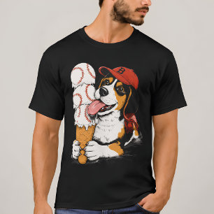 Lustiges Beagle-Baseball-Eiscreme-Tüten-Grafik T-Shirt