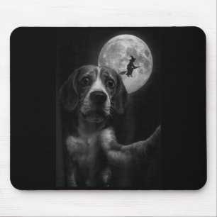 Lustiges Beagle-Selfie fliegende Hexe Halloween Hu Mousepad