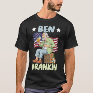 Lustiges Ben Drankin 4. Juli USA-Flagge Männer T-S T-Shirt