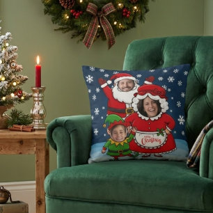 Lustiges benutzerdefiniertes Gesicht Santa Claus M Kissen