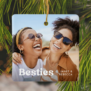 Lustiges Besties-Foto- und Namens-Andenken-Geschen Keramikornament
