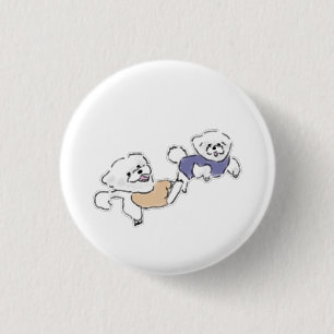 Lustiges Bichon Frise Hunde Duo Personalisiertes G Button
