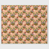Lustiges Bienchen – helles orange Geschenkpapier (Flach)