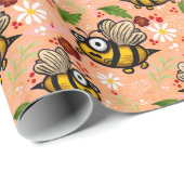 Lustiges Bienchen – helles orange Geschenkpapier (Rolleneckpunkt)