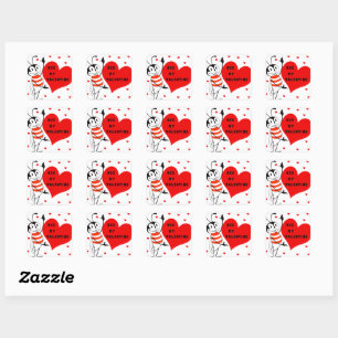 Lustiges Biene Mein Valentinstag Design Quadratischer Aufkleber
